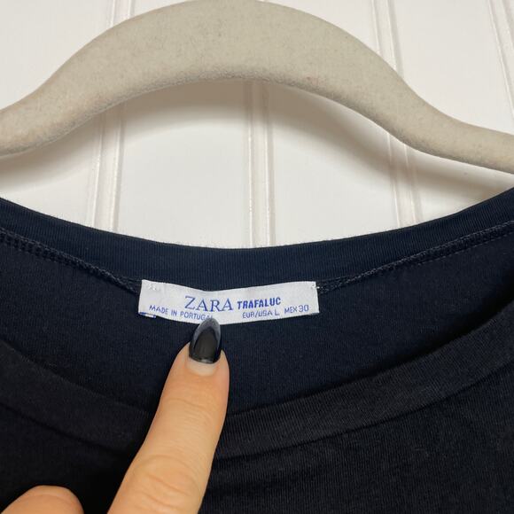 Zara/Carlson Black High Rise Velour Velvet Pants & Short Sleeve T-Shirt Size L - Picture 3 of 11